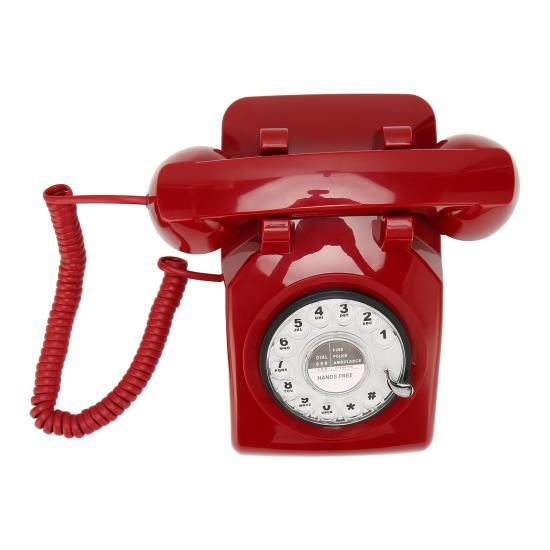 Ретро вращающийся телефон старомодный винтажный стационарный телефон с механическим звонком динамик для дома офиса отеля красный 