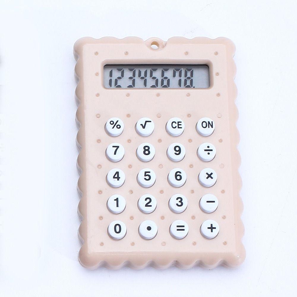 8-Digit Display Mini Calculator Biscuit Shape Student Calculators Battery Calculator  Students Gift