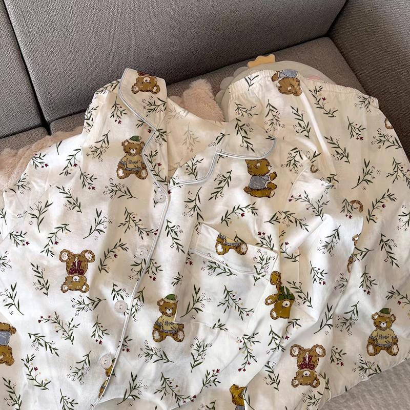 Весна Осень Милый Сетчатый Девочки Пижамный Комплект Длинный Рукав Для Отдыха Пижамы Женщин Свободная Ночная Рубашка Домашняя Одежда Костюм