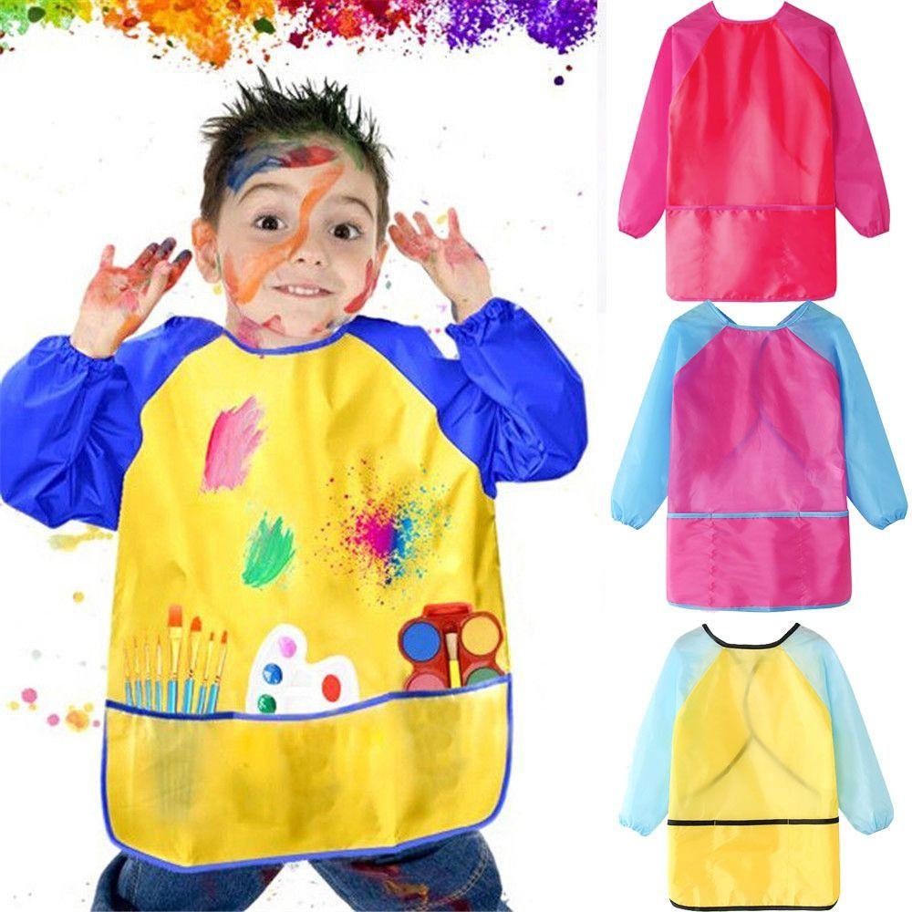 Reverse Wear Children Apron Long Sleeve Painting Cook Feeding Smocks New Painting Aprons