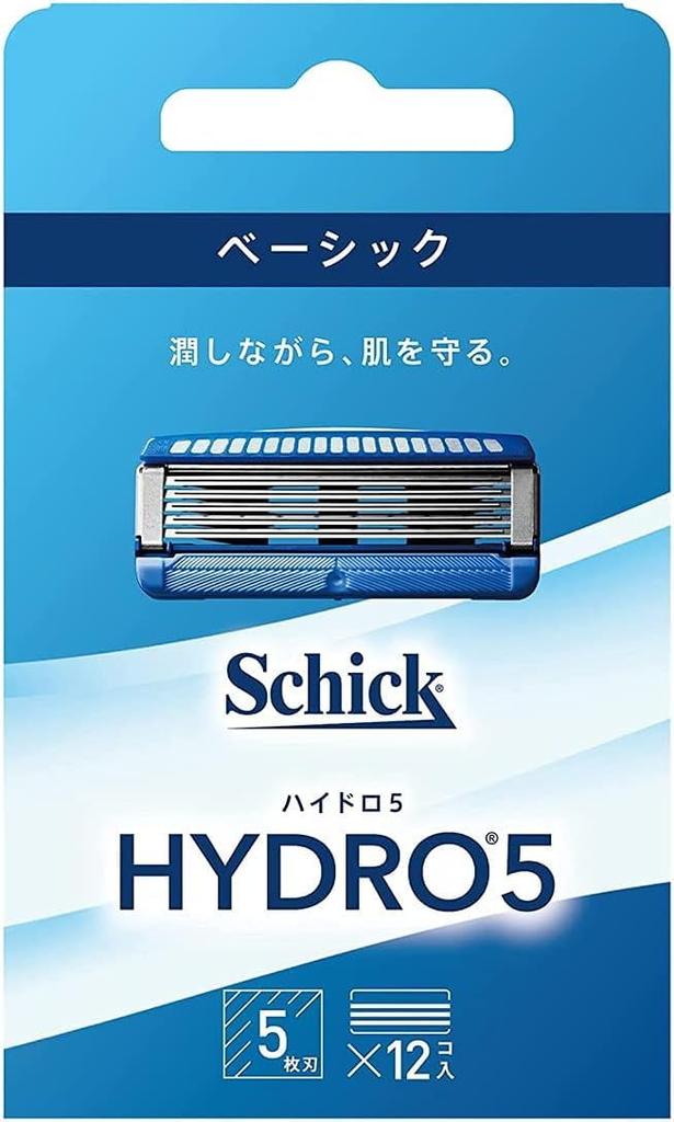 Schick Hydro 5 Basic Replacement Blades with Skin Blue (12-pack) Guard, 5-blade,