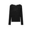 Spring New Women's Clothing Pure Desire Style V Neck Long Sleeves Multi-Color Selection Lace Decorative Cotton Rib T-shirt 5644314