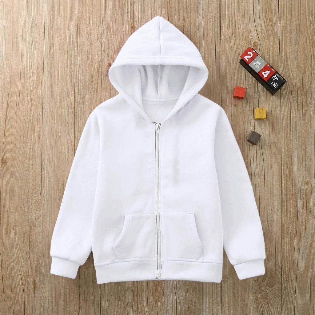 Boys Girls Children's Zip Up Hoodie Loose Solid Color Hooded Sports Shirt Sweatshirt Jacket Coats With Pocket