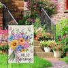 Spring Garden Decor Double-Sided Flag for Porch 12x18 Inch Fade-Resistant Floral Butterfly Welcome Print Decorative Outdoor Yard Patio Mailbox