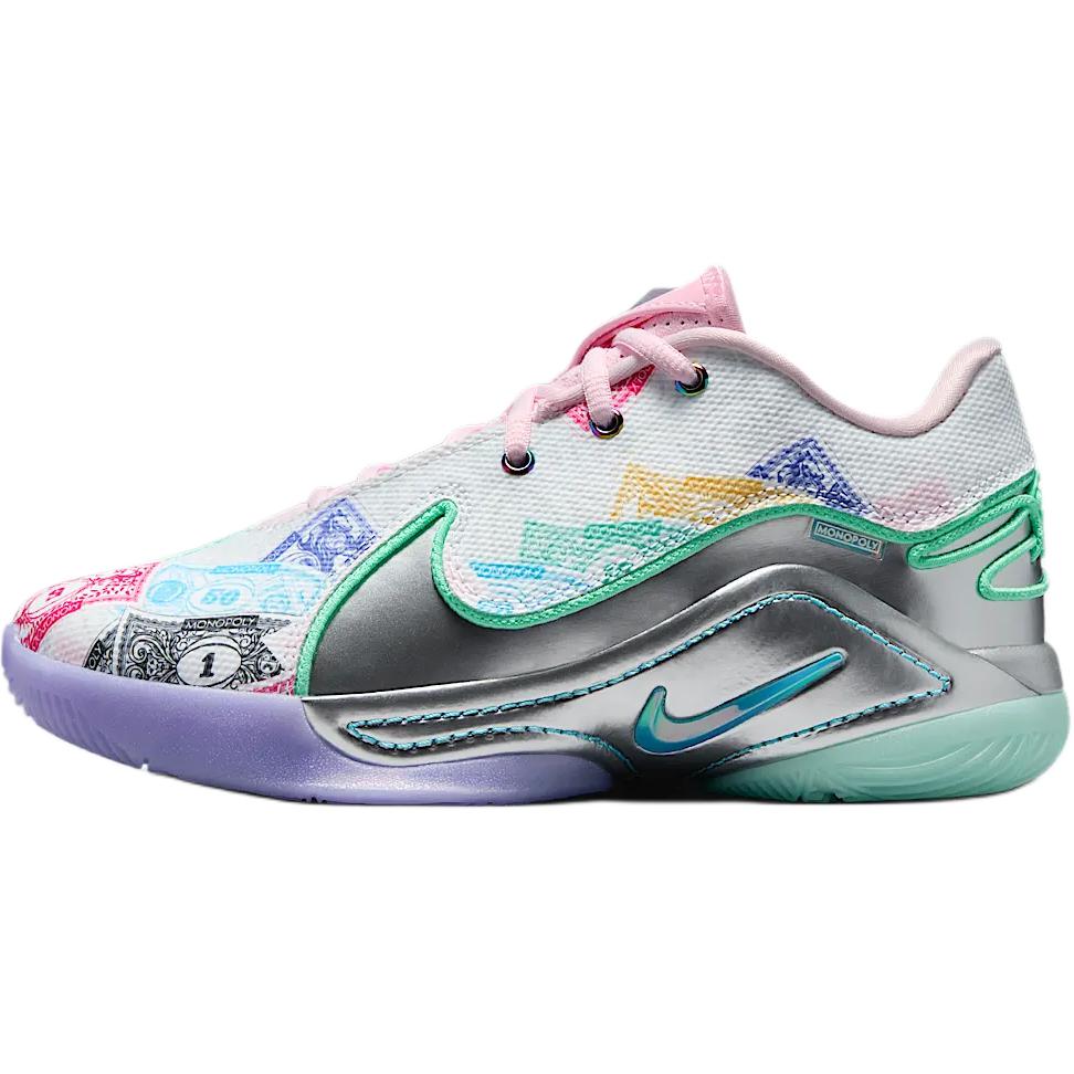 Monopoly X Nike LeBron 22 QS GS Currency Kids Sneakers Multi-Color White Green-Glow HV6873-100
