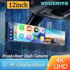 4K Rearview Mirror Car DVR Carplay Android Auto 12inch Front and Rear Camera Bluetooth FM Dash Cam for Car Camera for Vehicle