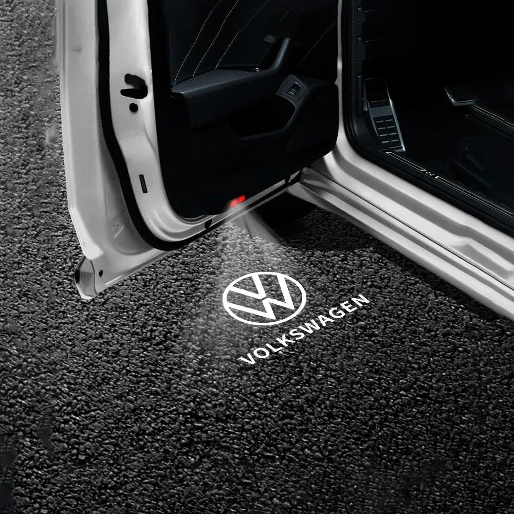 hijk1 ·2PCS Led Car Door Welcome Lamp Wireless Laser Projector Logo Night Light For Volkswagen VW Lavida Touran Caddy Beetle Golf Bora
