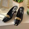 Slippers Women's Spring and Summer 2025 New French Celebrity Metal Buckle Fish Mouth Square Head Sexy Sandals Wear High Heels