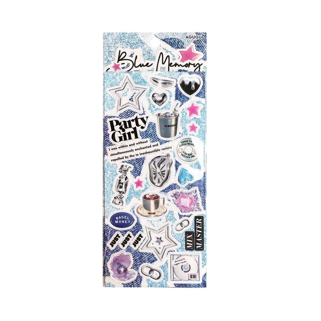 3 шт. Y2K винтажные джинсовые милые блестящие наклейки из материала Blingbling Kawaii Girl Scrapbook Notebook Kpop фотокарта DIY Decor