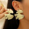Fashionable Exaggeration Trendy Simple Texture Ginkgo Leaf Earrings For Women