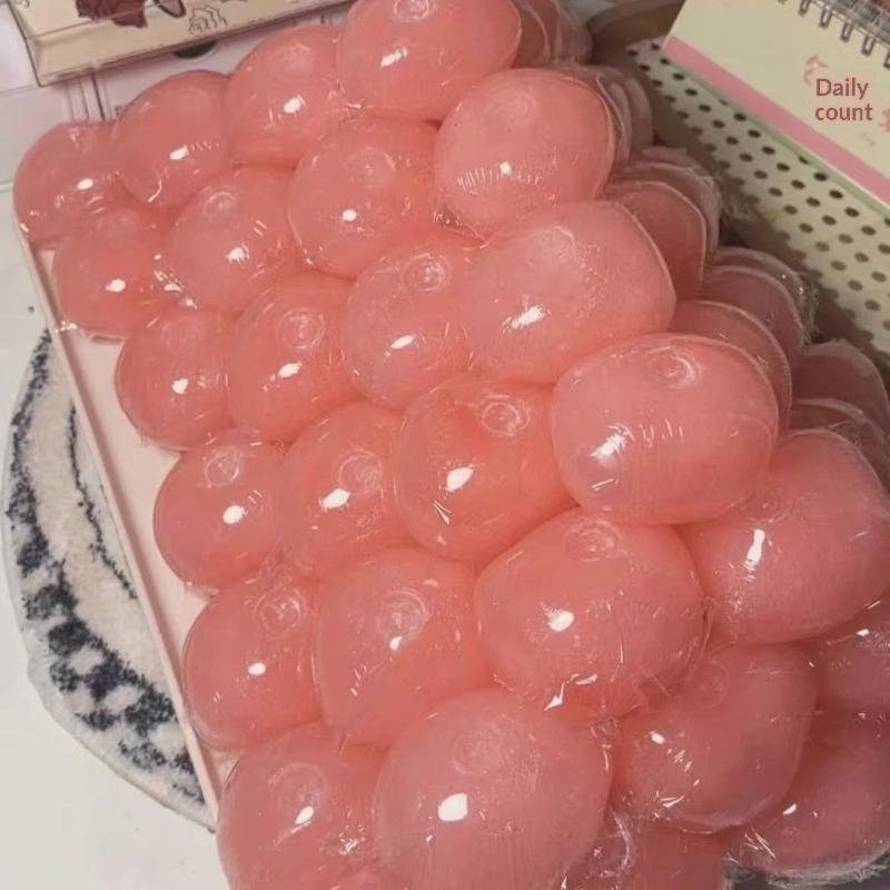 ASMR Peach Slushy Desk Fidget Toy Translucent Pink Squeeze Stress Ball for Anxiety ADHD Office Decompression Gift