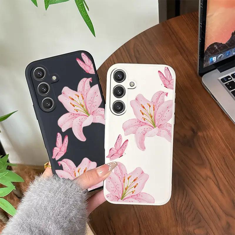 Ретро Розовая Лилия Чехол для Мобильного Телефона Samsung S25ULTRA Полная Защита S23Plus Мягкий Чехол S26 Чехол для Мобильного Телефона