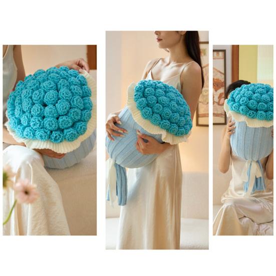 Декоративная вязаная подушка-плед «Букет роз» для дивана, кровати, подарок на День святого Валентина, День матери, Рождество