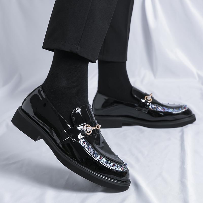 Лакированные кожаные мужские туфли с толстой подошвой, увеличивающие рост, стильные, модные, для вечеринок на открытом воздухе, для парикмахеров, для ночных клубов, мокасины