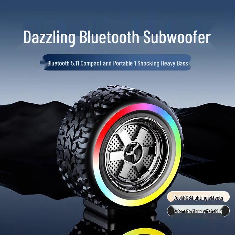 Портативная Bluetooth-колонка в форме колеса с цветной подсветкой и высококачественным звуком - Модель G2389