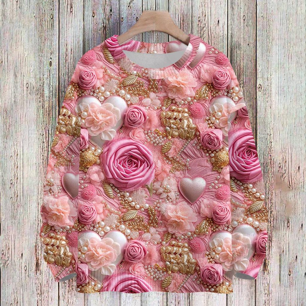 Свитшоты ко Дню святого Валентина для детей, вязаные свитера для мальчиков и девочек, симпатичные рубашки, осенние свитера с круглым вырезом, топы