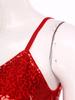 S-XXL Women‘s Latin Dance Fringe Jumpsuit Sparkly Sequin Tassel Layered Cami Romper Long Pants Bodysuit for Cha-Cha Tango Salsa