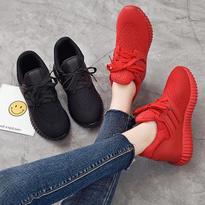 Весна 2024 г., женская обувь из кокоса, увеличивающая рост — повседневный корейский стиль, парные летящие плетеные кроссовки