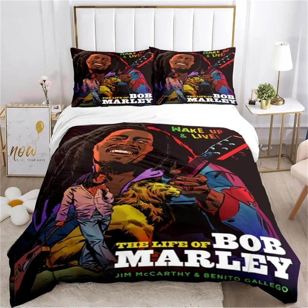 Bob Marley Lion Maple Leaf Bedding Set Soft Comforter Cover With 1/2pcs Pillow Shams For Kids Adults Microfiber Quilt Cover