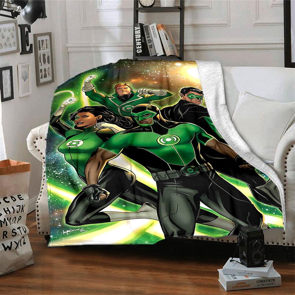 Green Lantern Corps Heroes Flannel Blanket Super Soft Warm Cozy Blanket For Sofa Bed Office Travel Allseason Home Decor Gift