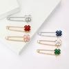 Simple Lucky Alloy Rhinestone Four-Leaf Clover Brooch Light Luxury High-End Women'S Suit Cardigan Corsage Jewelry Large Pin