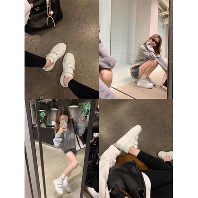 Увеличение роста маленькая кожа новая круглая голова липучка толстая подошва увеличение роста повседневная обувь кеды женские белые туфли женские