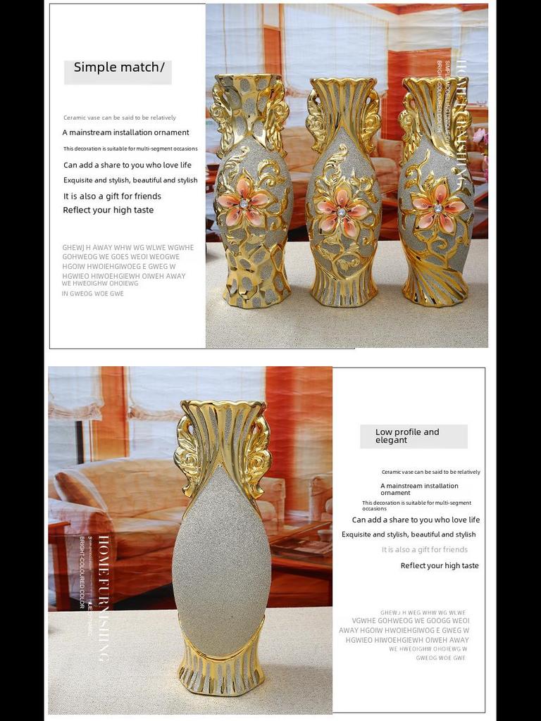 Европейская керамическая ваза с орнаментом, золотой свадебный подарок, украшение гостиной, мягкая мебель для дома