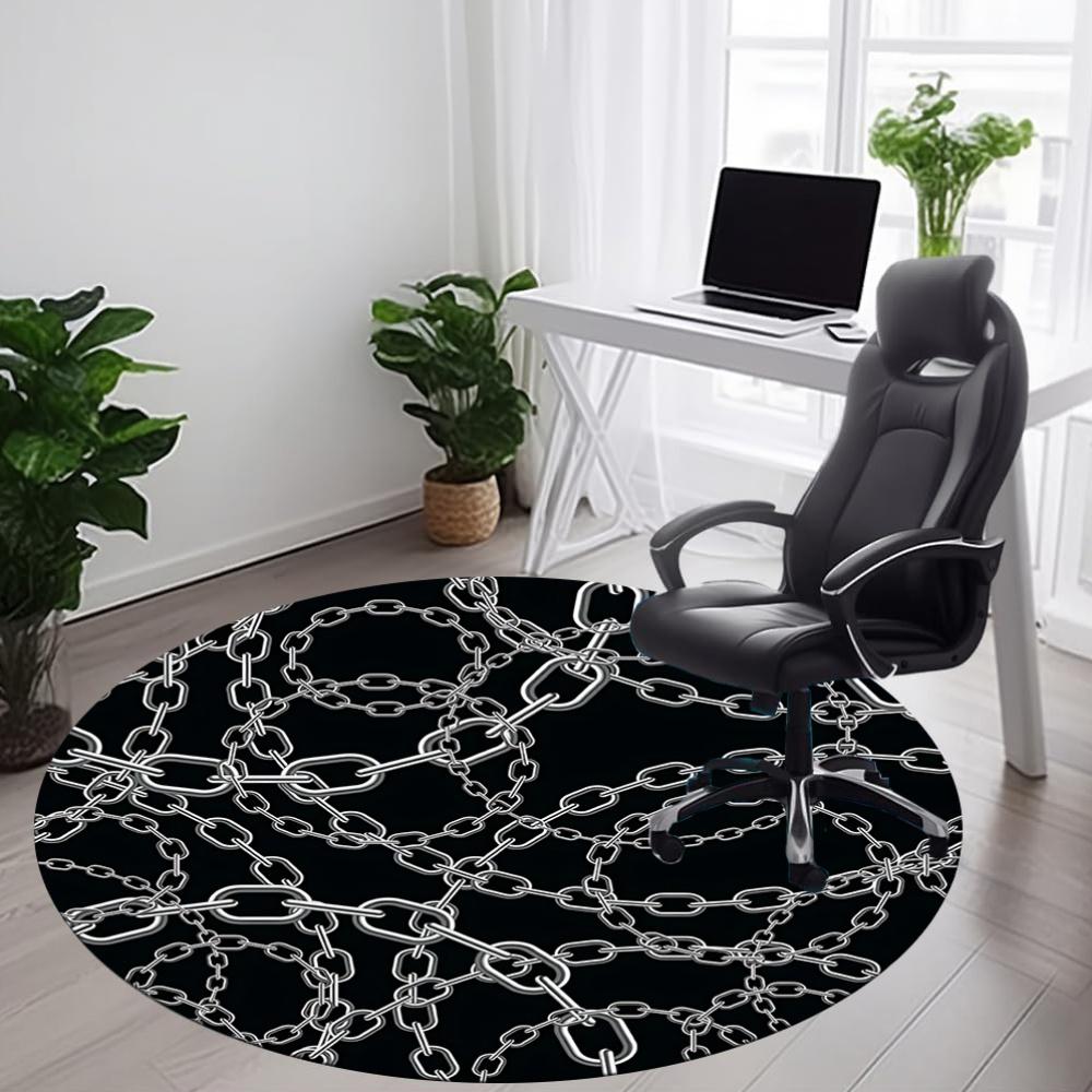 1pc Chain Links Carpet, Round Non Slip Durable Large Size Office Carpet, Suitable for Office