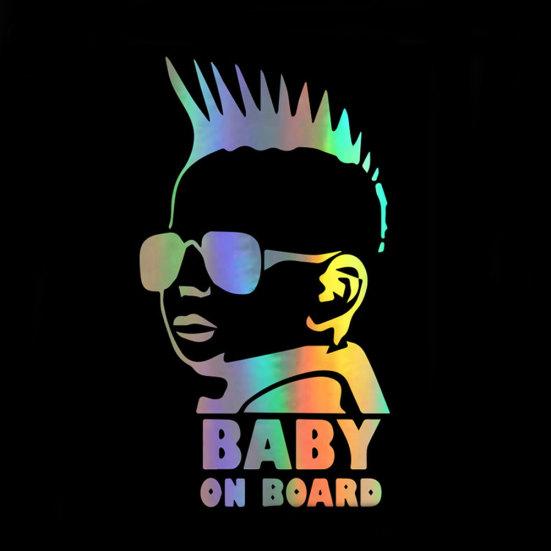 Красочное лазерное окно для тела ребенка в автомобиле, наклейка, светоотражающий предупреждающий знак, декор