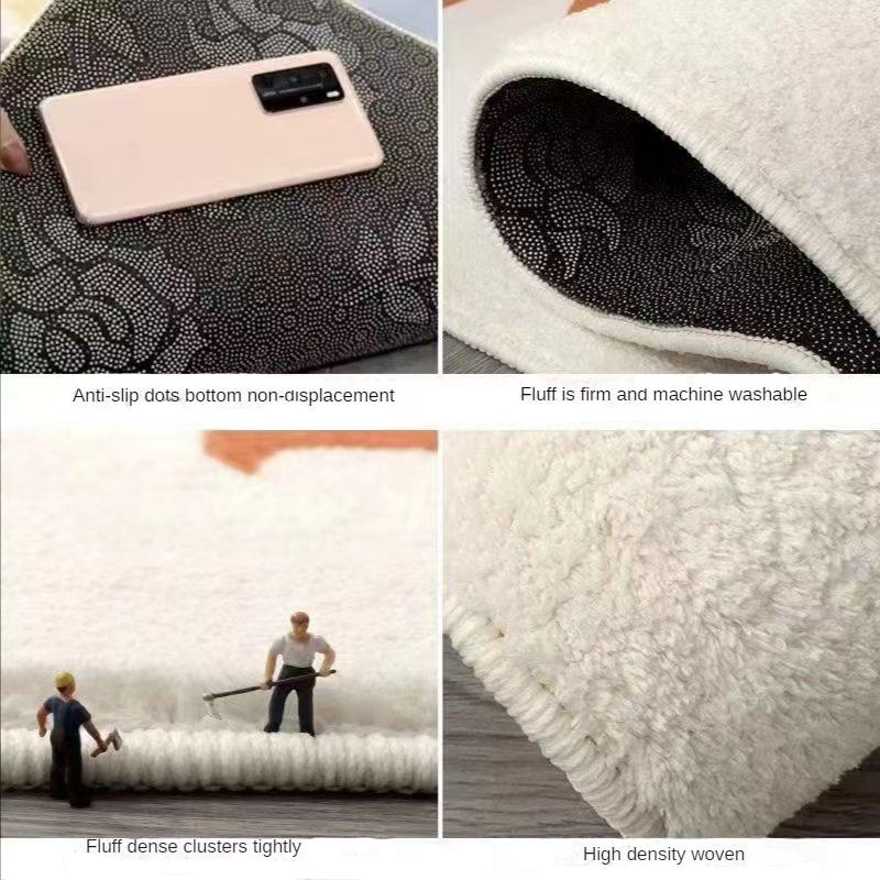 Thickened Simple Cartoon Bathroom Mat Non-slip Absorbent Mat Imitation Cashmere Mat Bedroom Bedside Wear-resistant Foot Mat