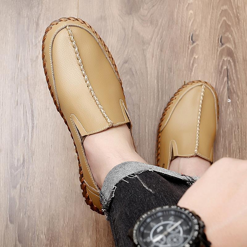 Мужские мокасины коричневые походные туфли мокасины без застежек обувь для вождения повседневная кожаная обувь ручной работы для активного отдыха черные широкие туфли для отца