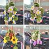 Crochet Flower Car Mirror Hanging Woven Plants Hanging for Car Crochet Cars Accesories Strawberry Cute Decor
