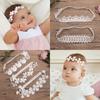 Korean Baby White Lace Headbands Crown Rhinestone Flower Princess Headwraps for Girls Baby Hair Accessories Newborn Photography