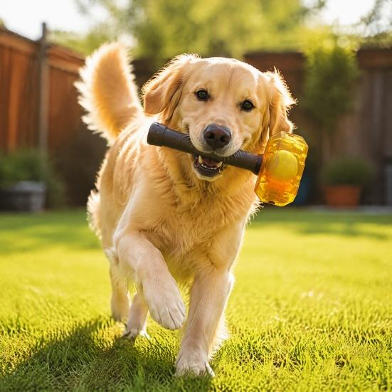 Sound Making Puppy Toys Interactive Squeaky Hammer Dog Toy with Built-in Tennis Ball for Medium And Large Dogs, Novelty Shaped Toys,
