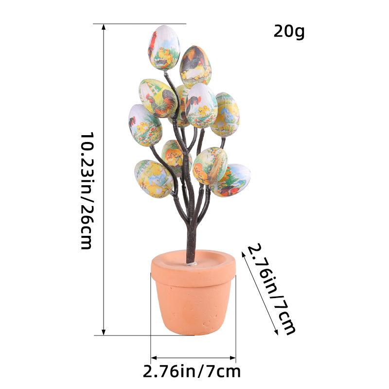 2025 Easter Fake Egg Plant Pot Cartoon Printed Eggs Easter Desktop Decor Ornament Easter Party Decoration Home Festival Decor