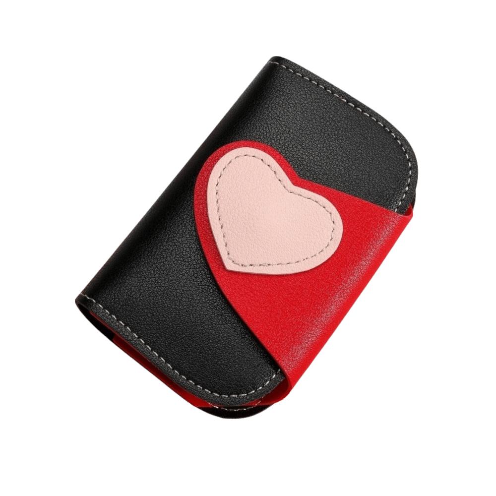 Patchwork Style PU Two-tone Key Case Mini Size Multi Slots Card Holder Multifunctional Portable Keychain Wallet Women