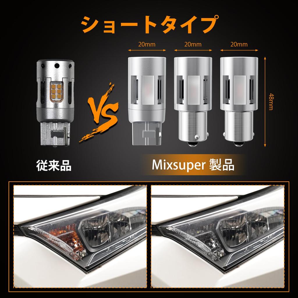 Светодиодный указатель поворота Mixsuper T20, последняя первая модель, короткая модель с охлаждающим вентилятором WX3X16D 7440, янтарный клапан, другой шаг, оригинальная замена, без высокого