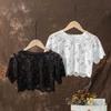 Beautiful See-through Match Clothes Visible Flower Edge Summer Bottoming Shirt Female Women False Collar