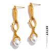 Popular Stainless Steel Simulated Pearls Drop Long Hanging Earrings Water Resistant Elegant Chic Charm Daily Jewelry