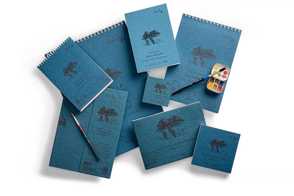 Аутентичный скетчбук для акварели Премиальная акварельная бумага Переплет вразворот Размер 140 x 140мм SM•LT