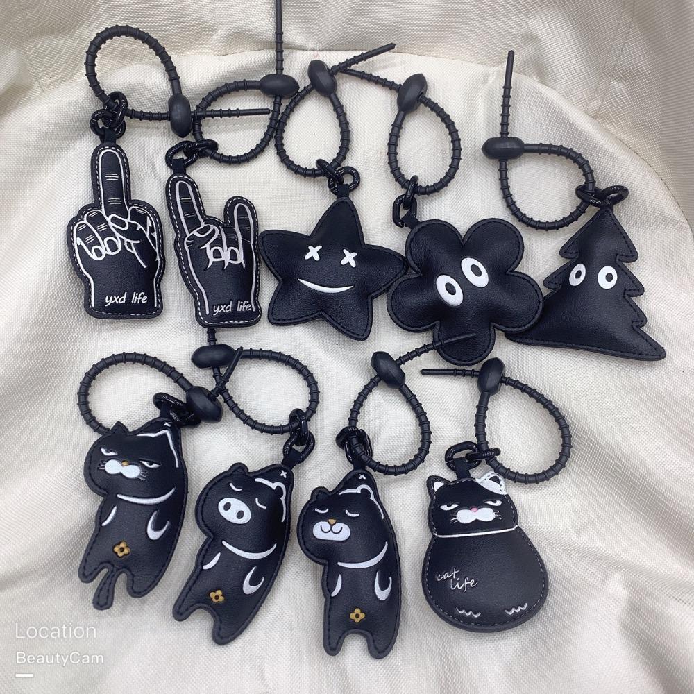 Кошка Кожаный Брелок Свинья Подвеска для Ключей от Машины Мультяшная Кожаная Подвеска Автомобильный Интерьер
