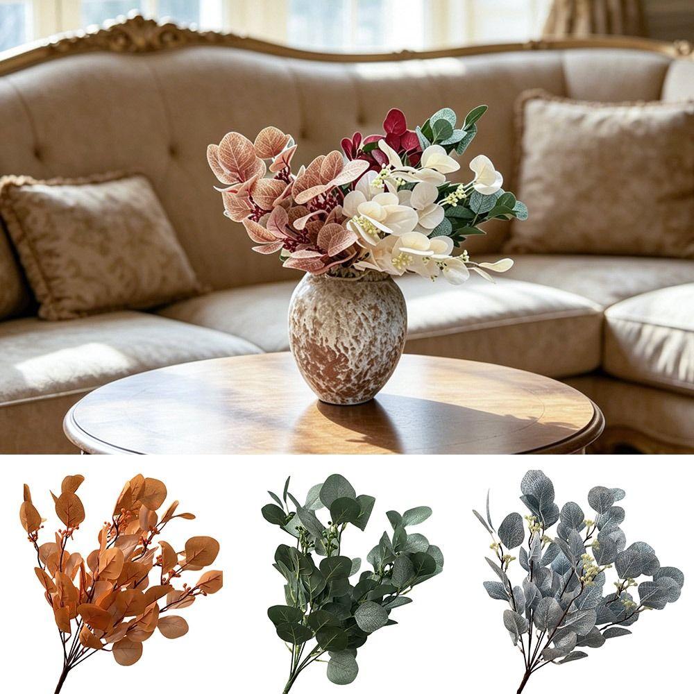 9 Branches Artificial Apple Leaves Multicolor Decorative Leaf Faux Plant Leaves Home Decoration