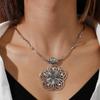 Vintage Hollow Flower Pendant Necklace Alloy Chain Accessory For Women Daily And Party Occasions Suitable For All Seasons