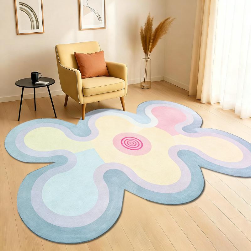 Dopamine Color Carpets for Living Room Fluffy Soft Bedroom Decor Carpet Irregular Shape Bedside Rug Home Thicken Plush Floor Mat