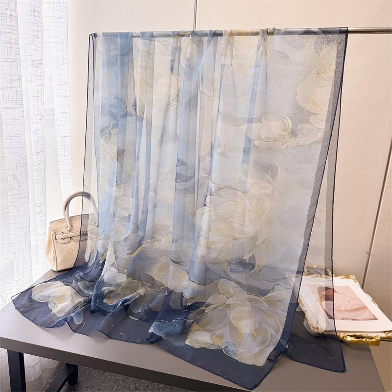 Шелковый шарф Yourou с принтом пряжи, весенне-летний, большой, длинный, высококачественный, дорожный платок, защита от солнца, женский шарф, платок на голову