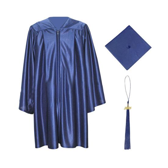 2 шт./комплект, детская униформа бакалавра с шапочкой, V-образный вырез, длина до колена, длинный рукав, застежка-молния, плиссированная мантия для студентов гуманитарных наук, выпускной