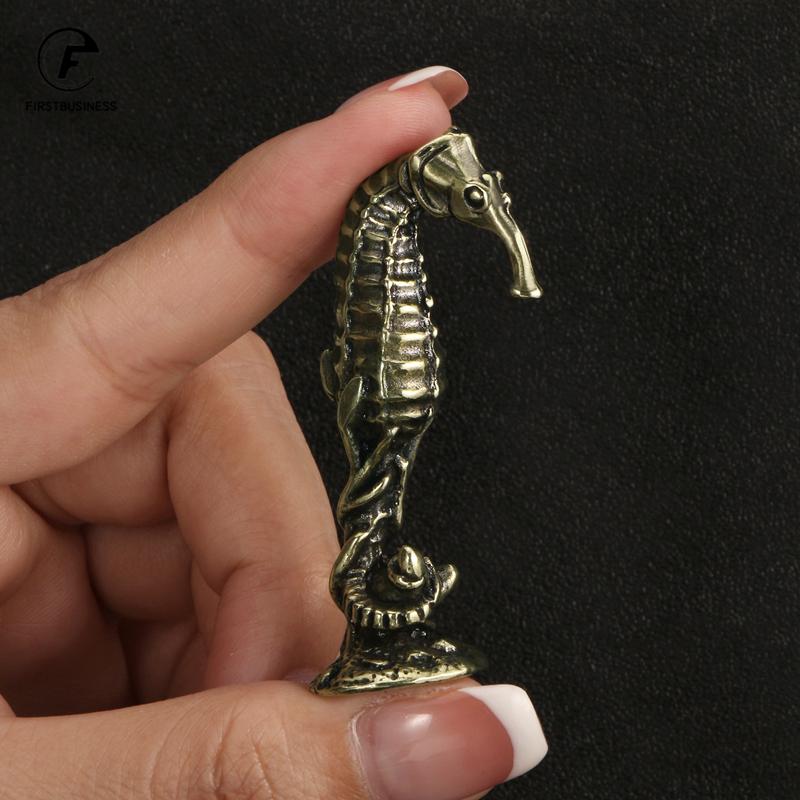 Фигурки Гиппокампа из цельной латуни Винтажные Морские Животные Маленькие Статуэтки Настольные Украшения Офисные Декорации Аксессуары для Поделок Подарки