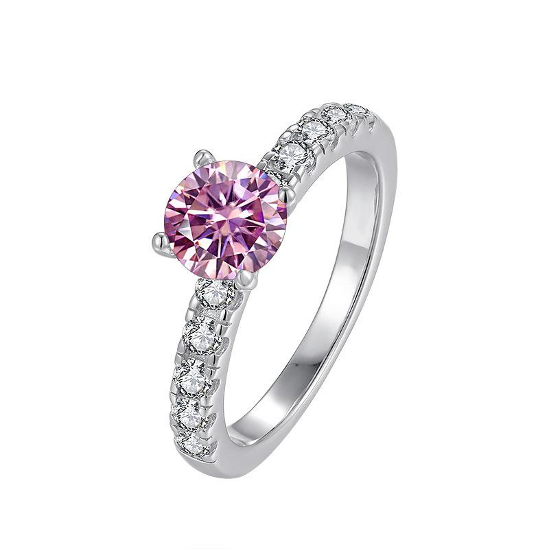 Bague Ringen Женское кольцо с муассанитом и бриллиантом цвета D, 1 карат, свадебное ювелирное изделие из стерлингового серебра 925 пробы, классический дизайн с четырьмя когтями, подарок