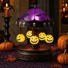Creepy Halloween Table Light Ghost Carousel Light, Night Gothic Stained Glass Shade Witchy Room Decor with Floating Ghosts/Pumpkins, Spooky