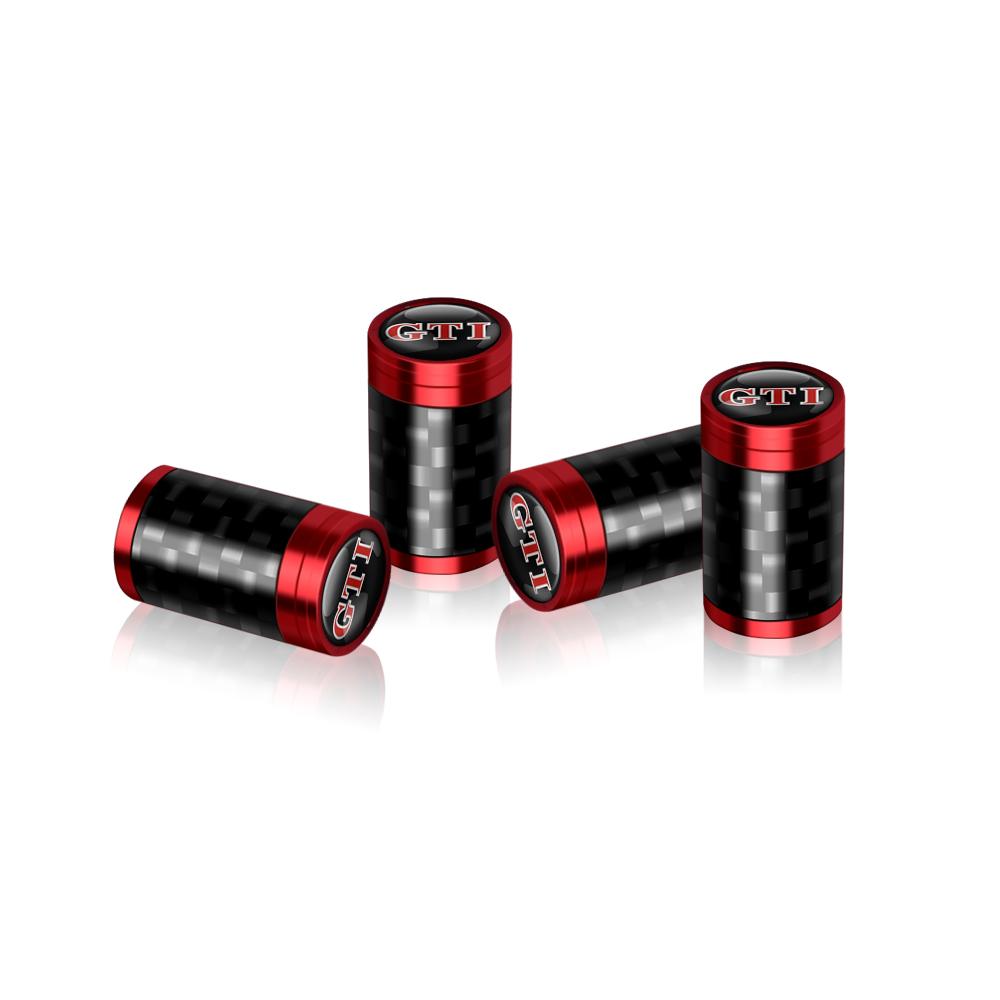 EFG1 For VW GTI Golf Passat MK6 Touareg Bora GTD Tiguan MK4 Polo 4Pcs Carbon Fiber Car Wheel Tire Valve Stem Air Cap Auto Decoration